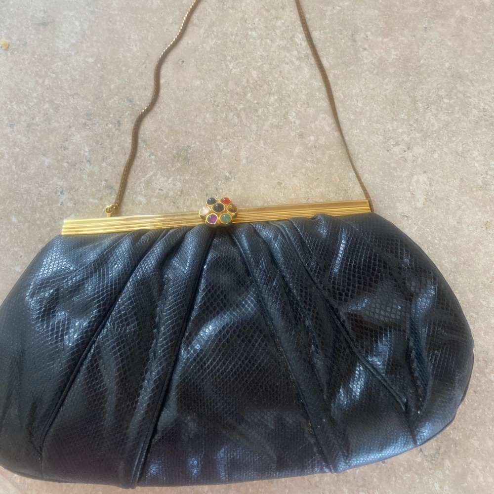 Vintage Judith Leiber snakeskin clutch.